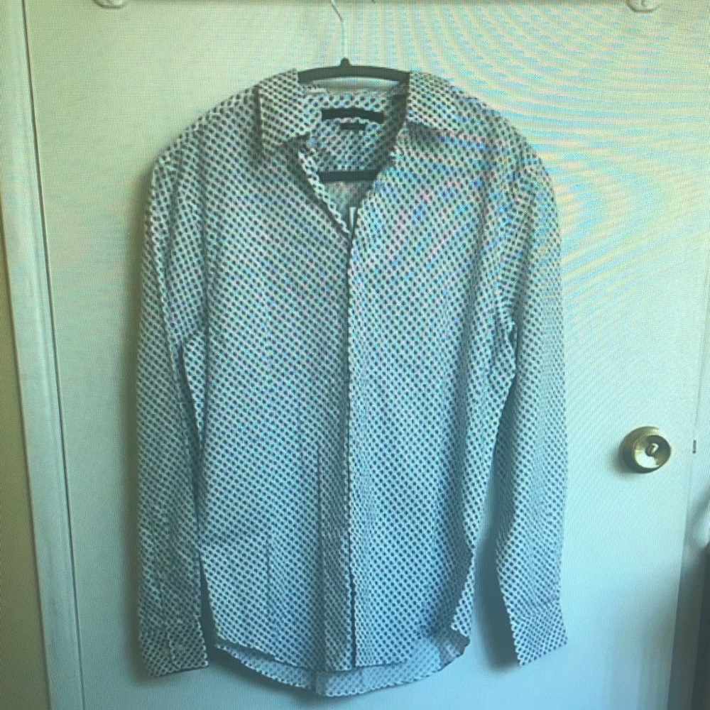 Men's Blue Patterned Shirt